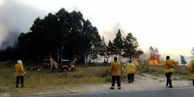 Dos bomberos voluntarios fueron internados tras sufrir quemaduras en un incendio